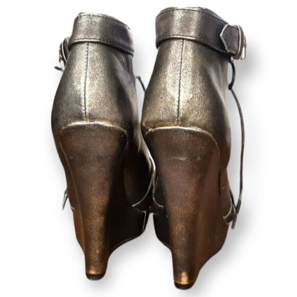 Colin Stuart Antique Gold Wedge Ankle Booties sz 6 - Picture 6 of 8